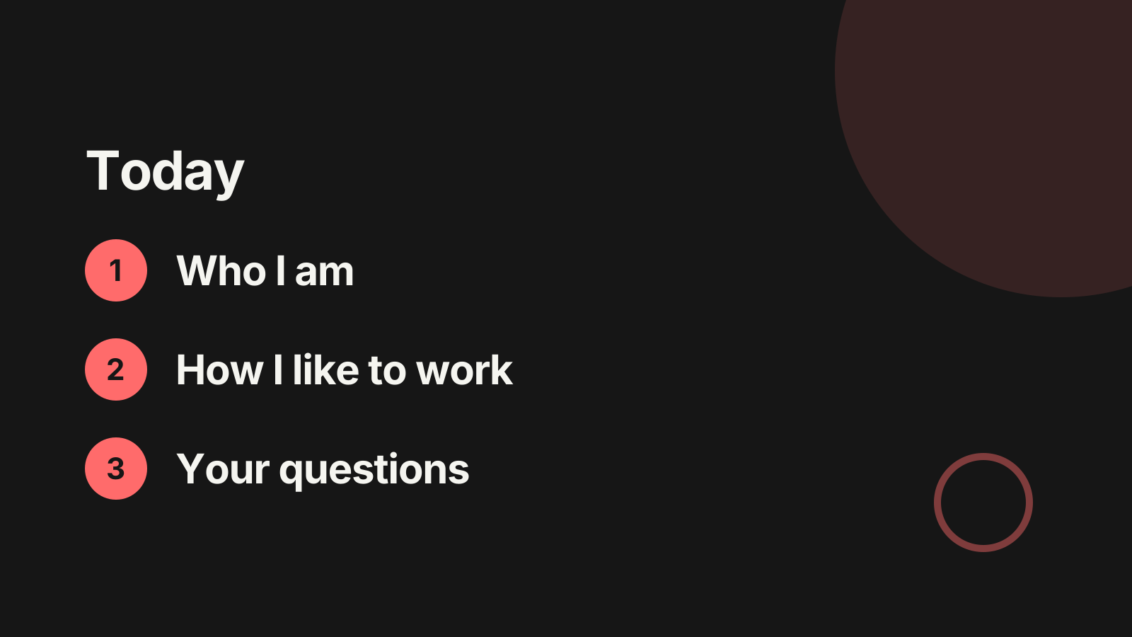 About me presentation: Today