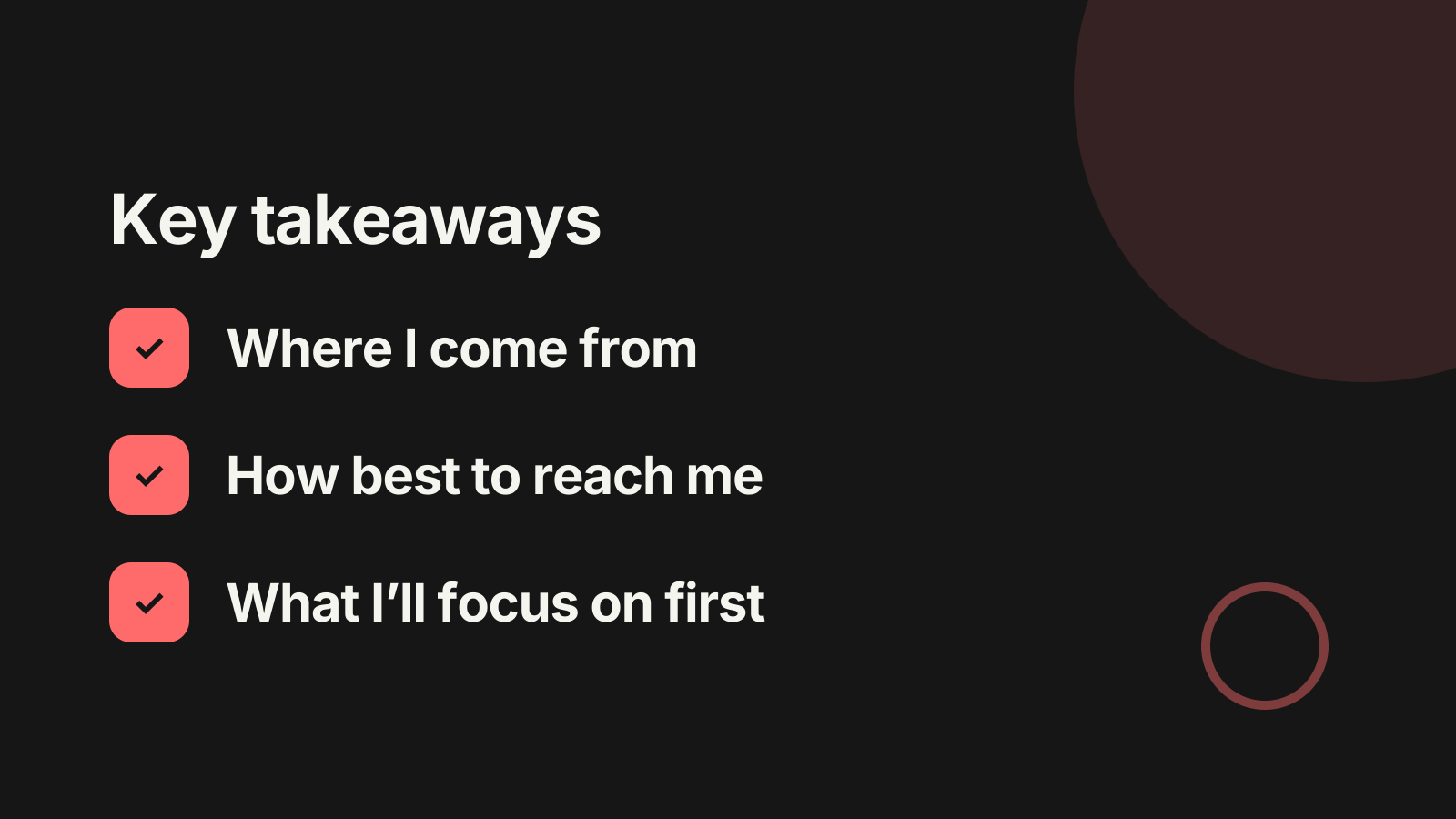 About me presentation: Key takeaways