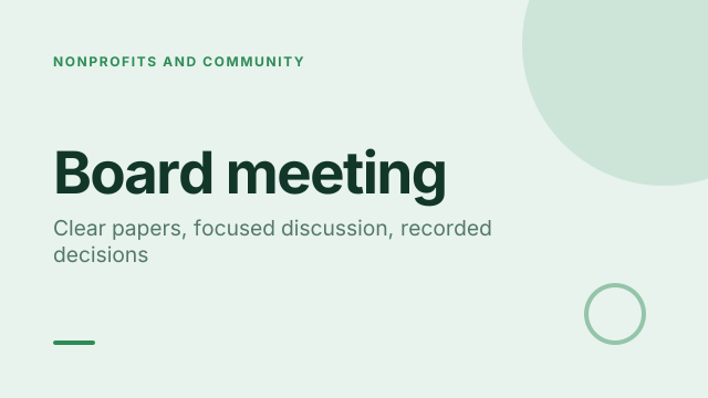 Board meeting template cover