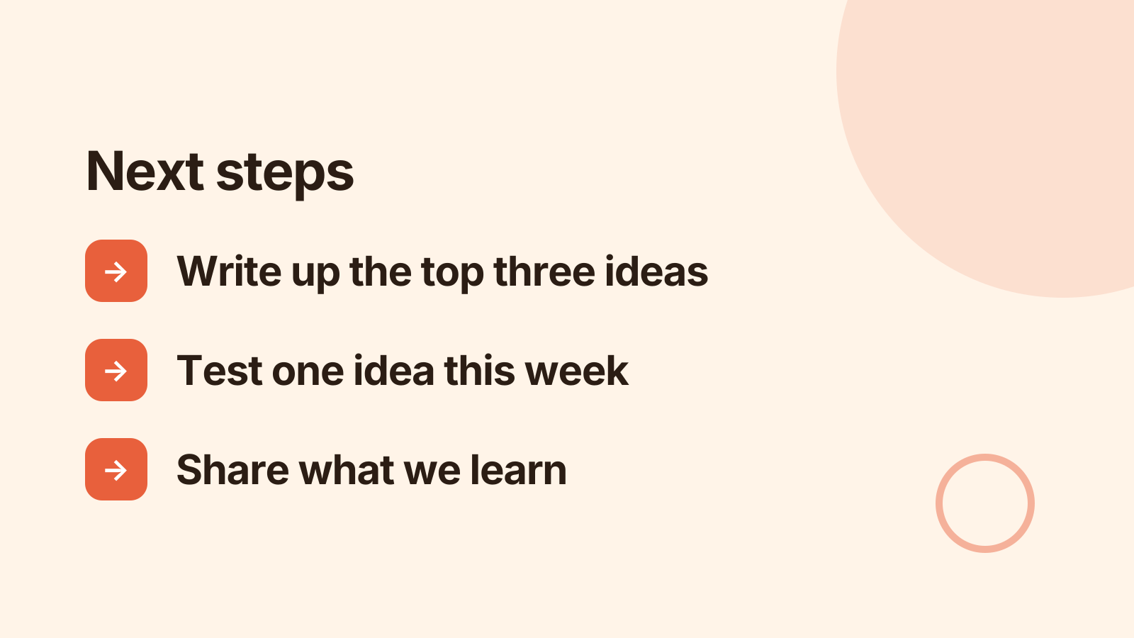 Brainstorm: Next steps