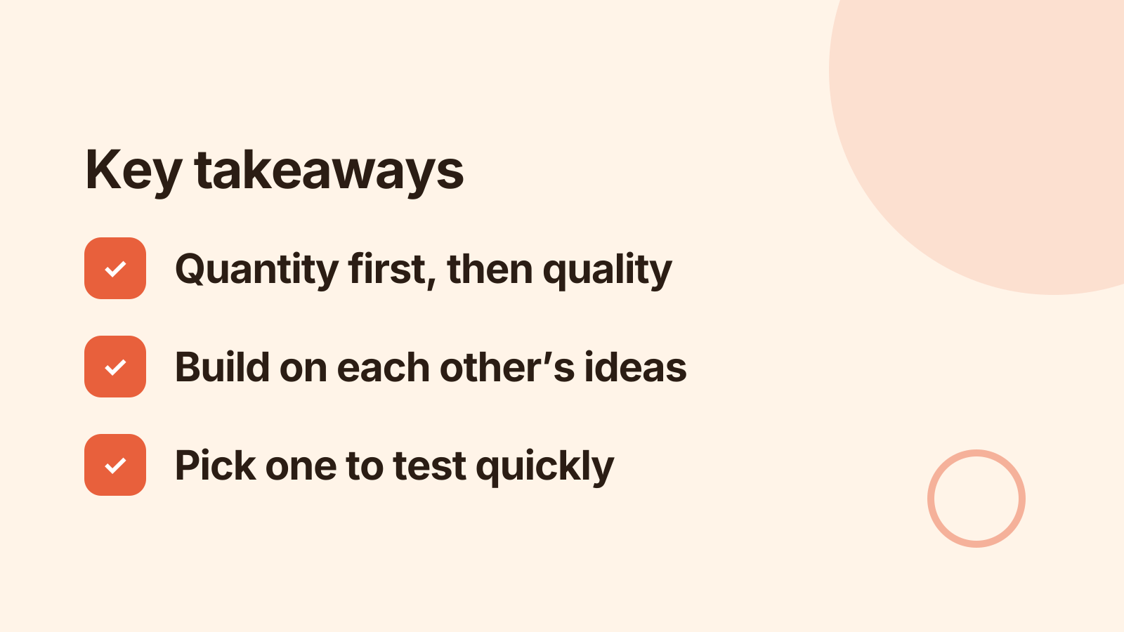 Brainstorm: Key takeaways