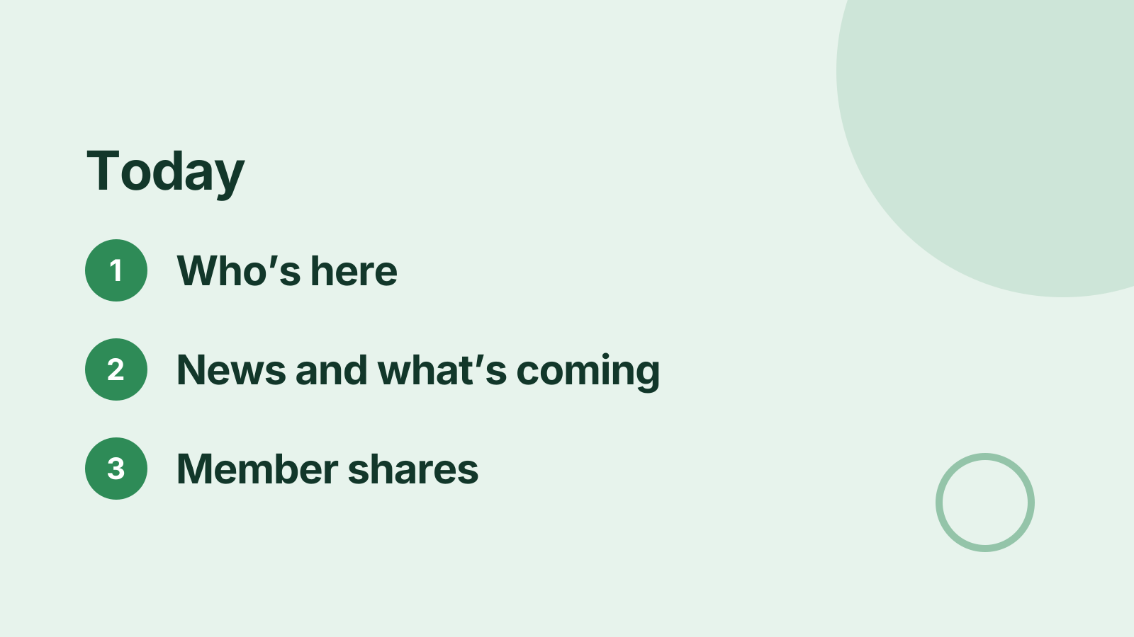 Community call: Agenda