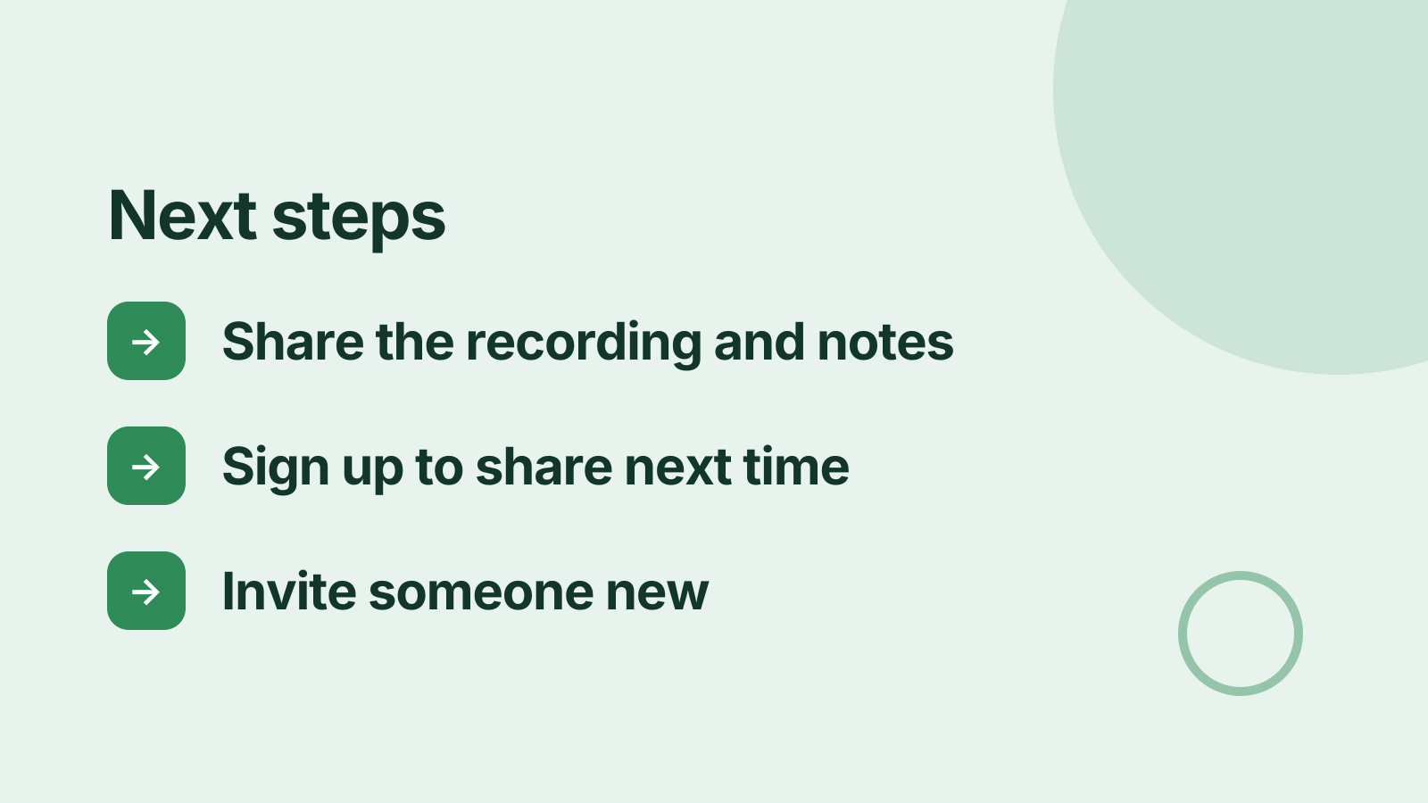 Community call: Next steps