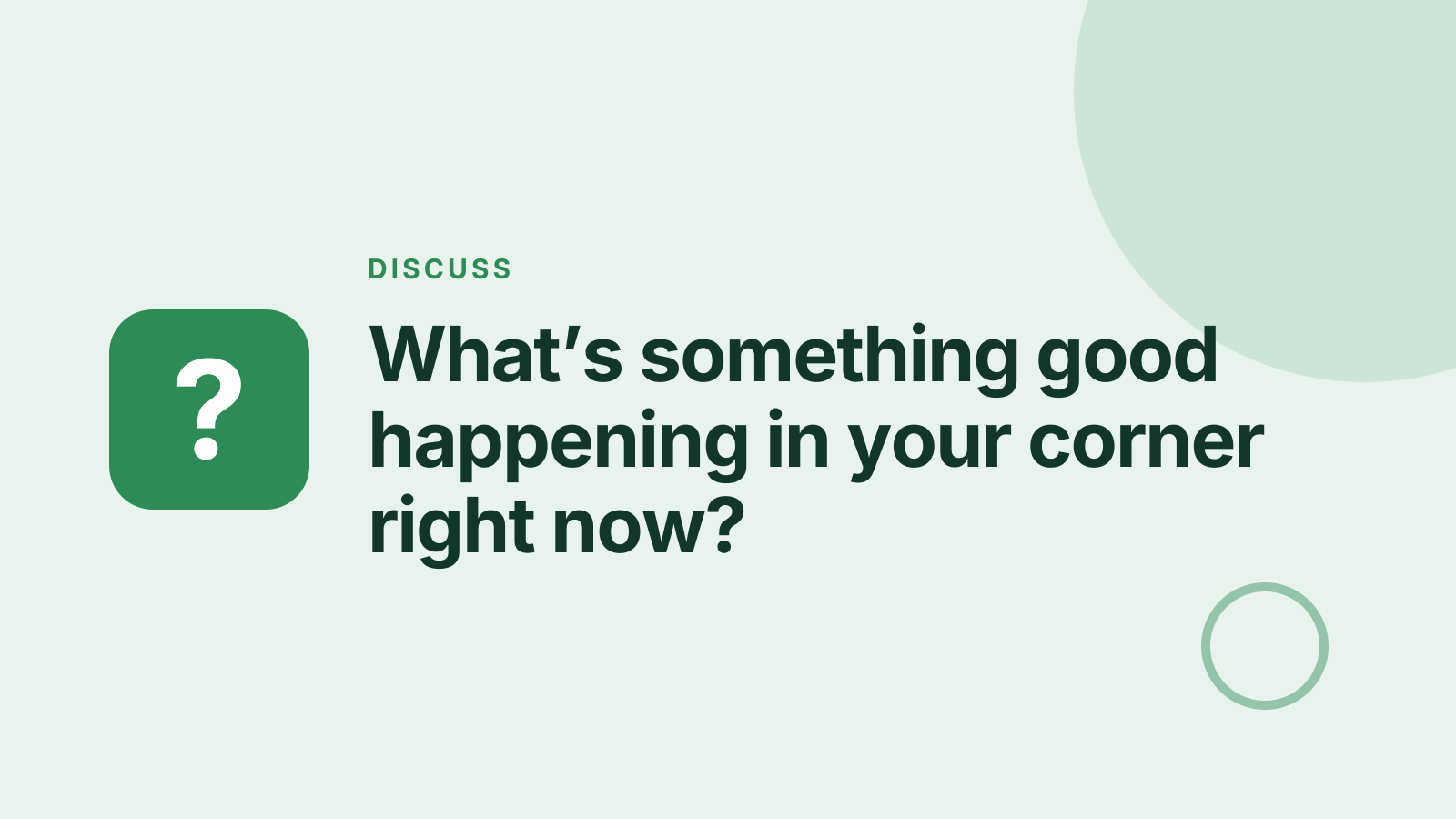 Community call: Discussion prompt