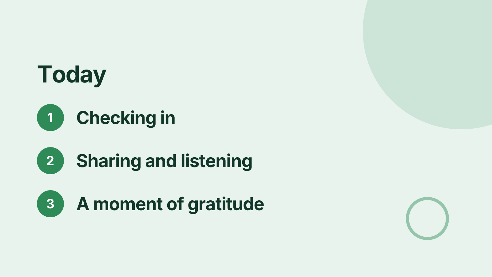 Community gathering: Agenda