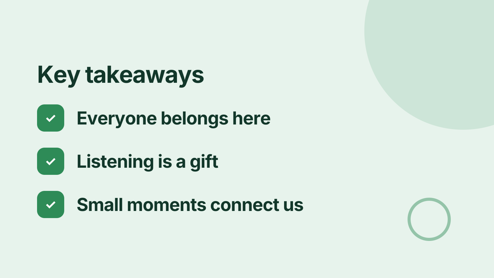 Community gathering: Key takeaways