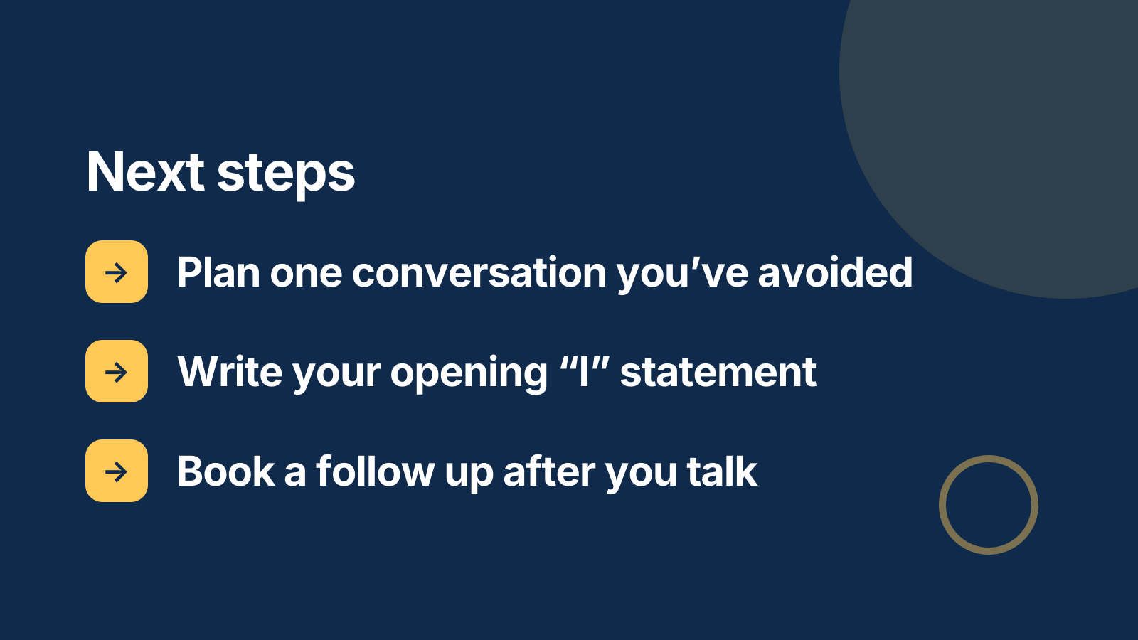 Conflict resolution training: Next steps