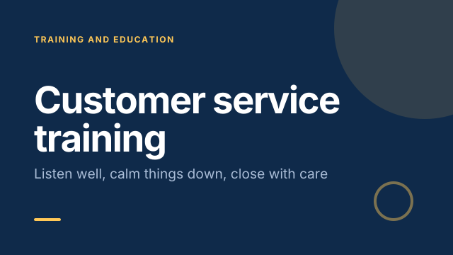 Customer service training template cover