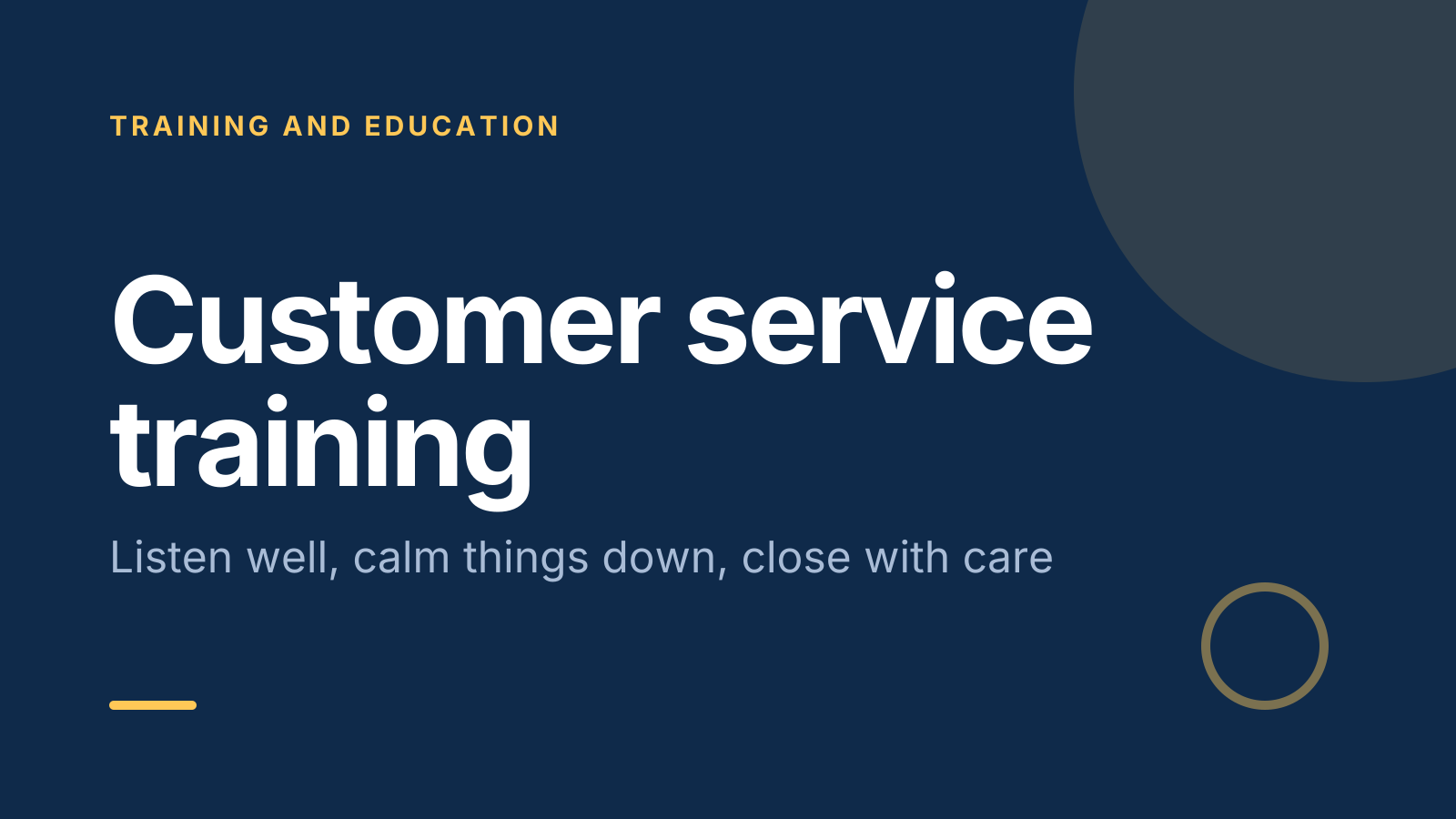 Customer service training template: title slide