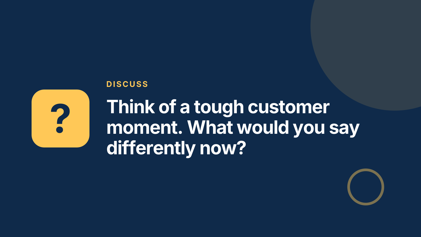 Customer service training: Discussion