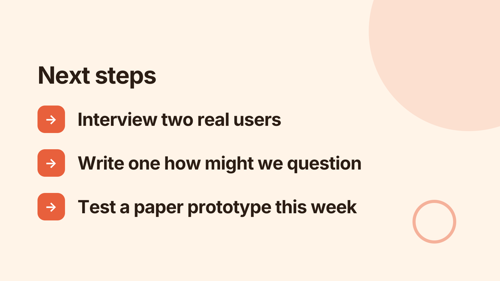 Design thinking workshop: Next steps