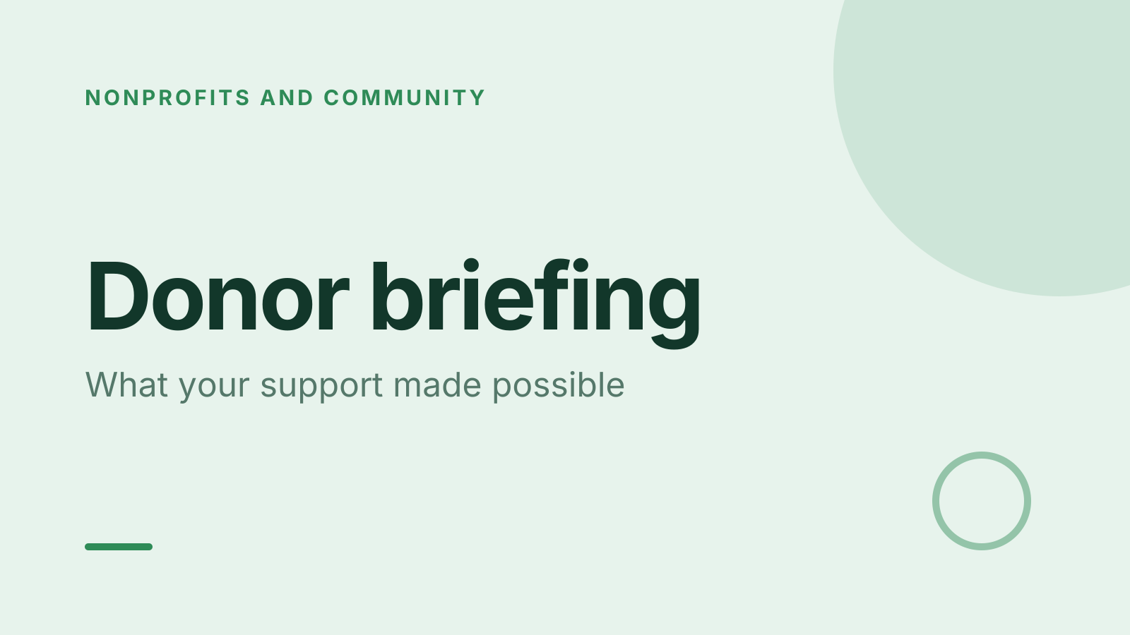 Donor briefing template: title slide
