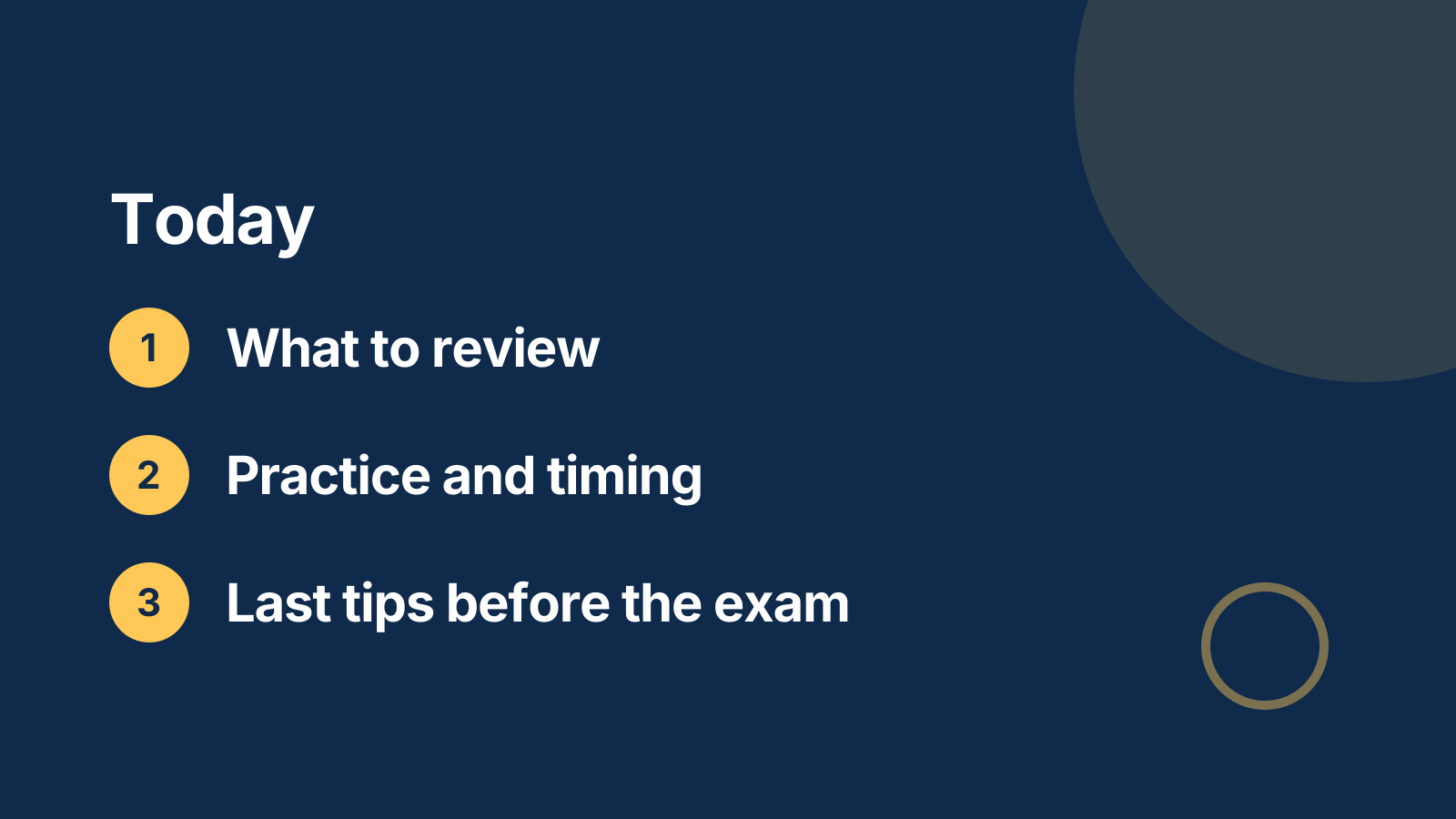 Exam review: Agenda