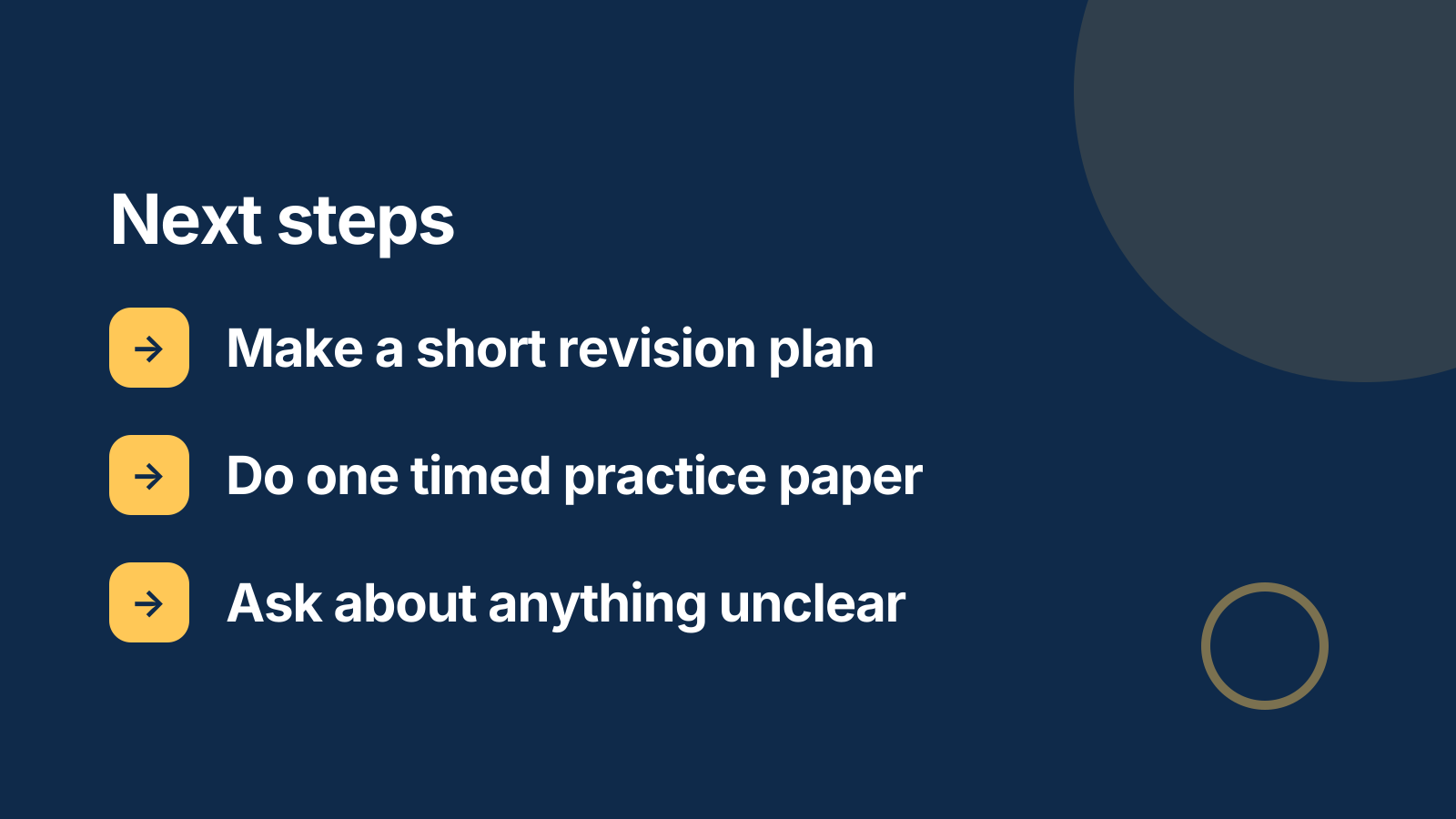 Exam review: Next steps