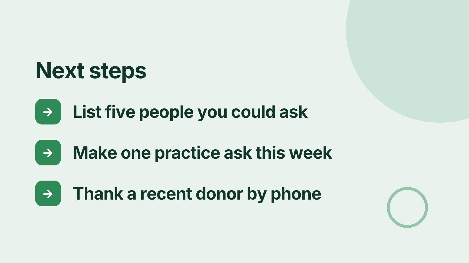 Fundraising training: Next steps