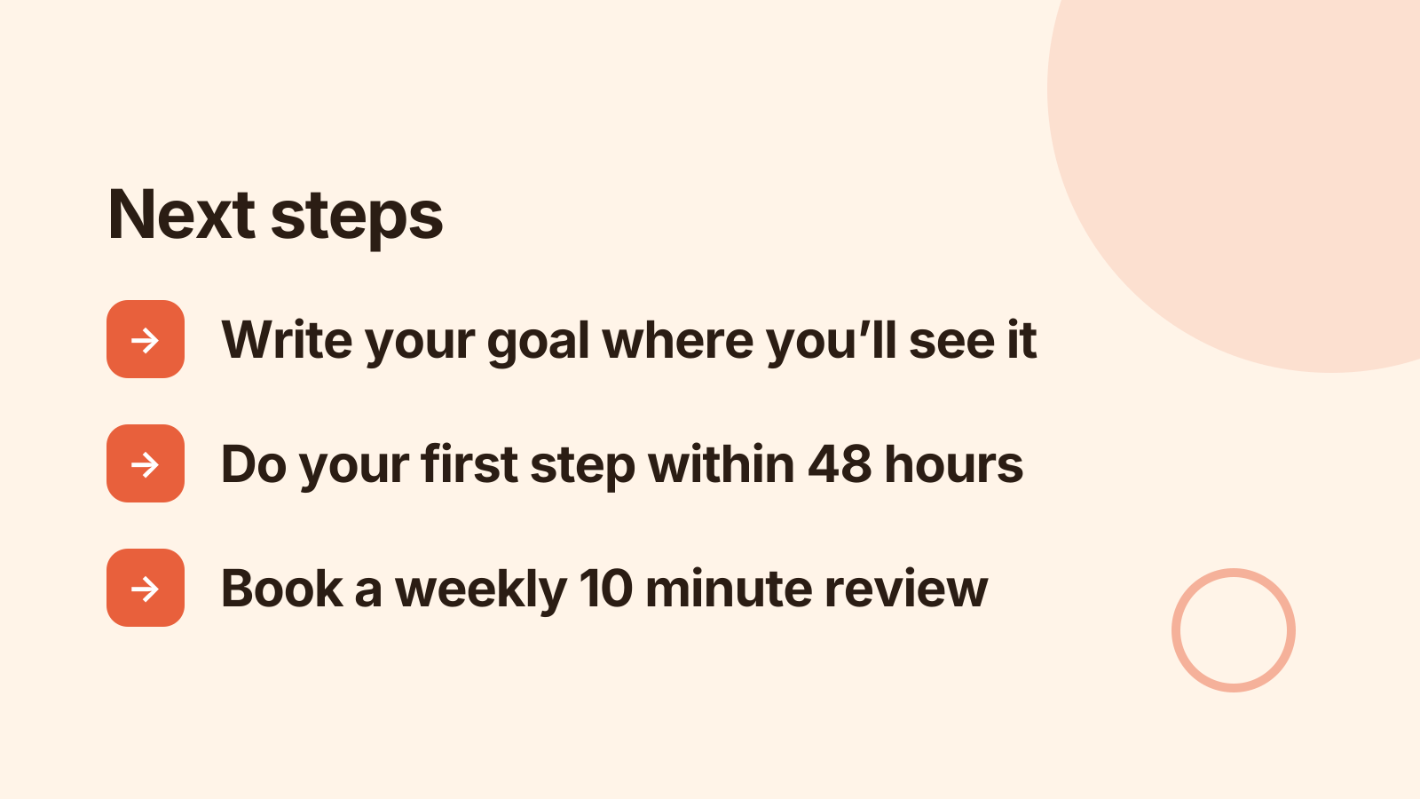 Goal setting workshop: Next steps