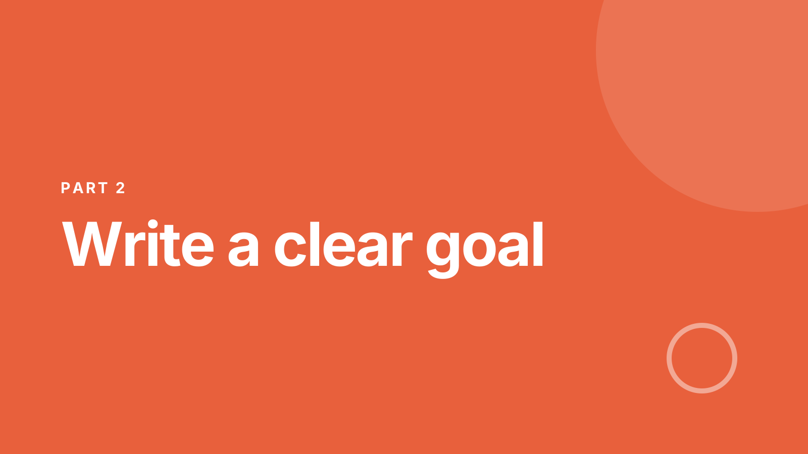 Goal setting workshop: Section