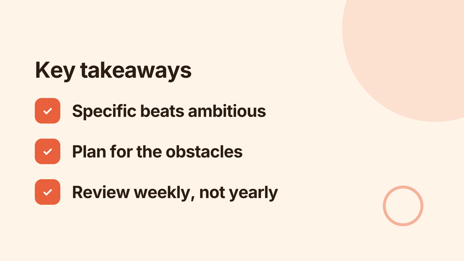 Goal setting workshop: Key takeaways