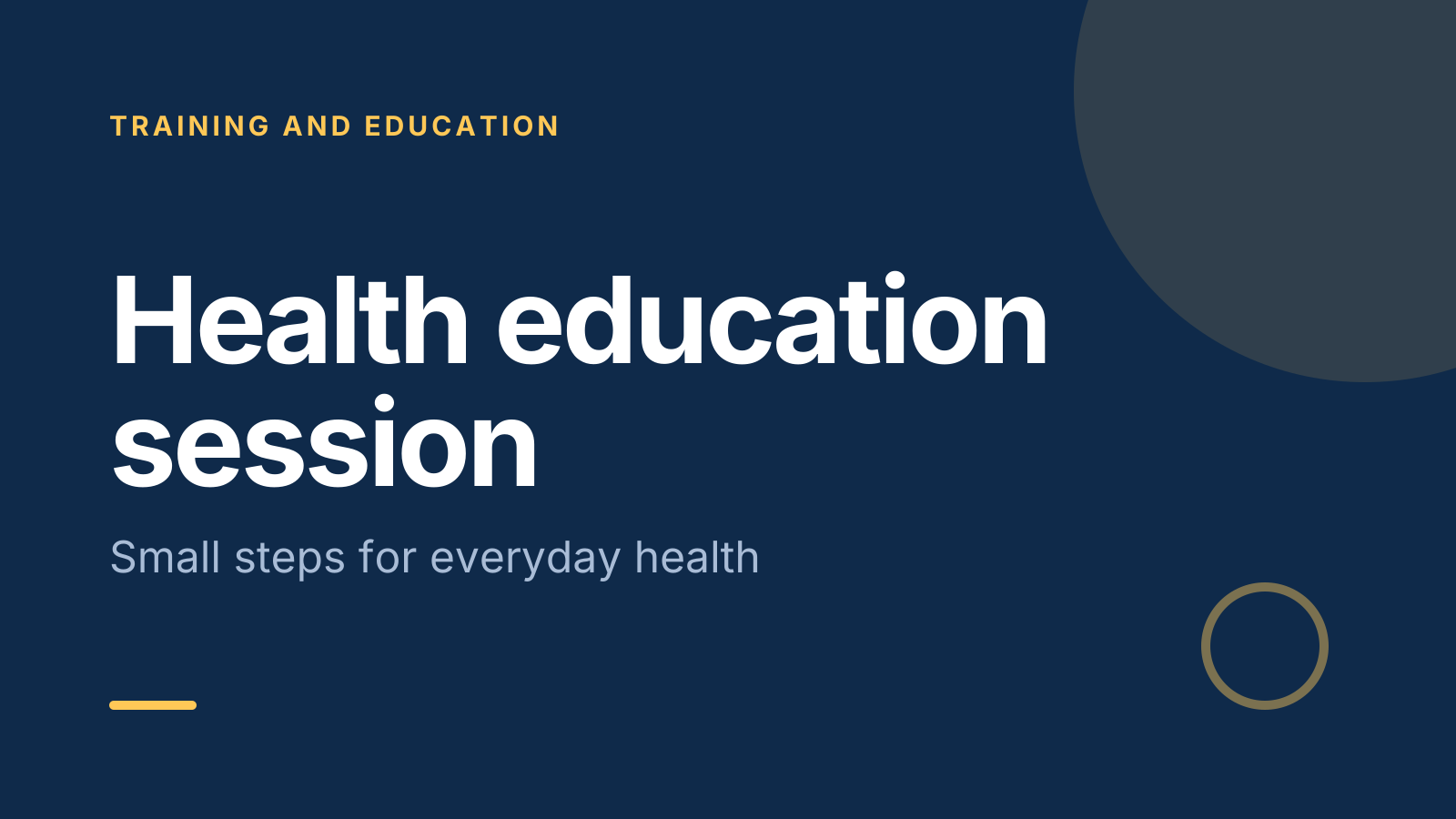 Health education session template: title slide