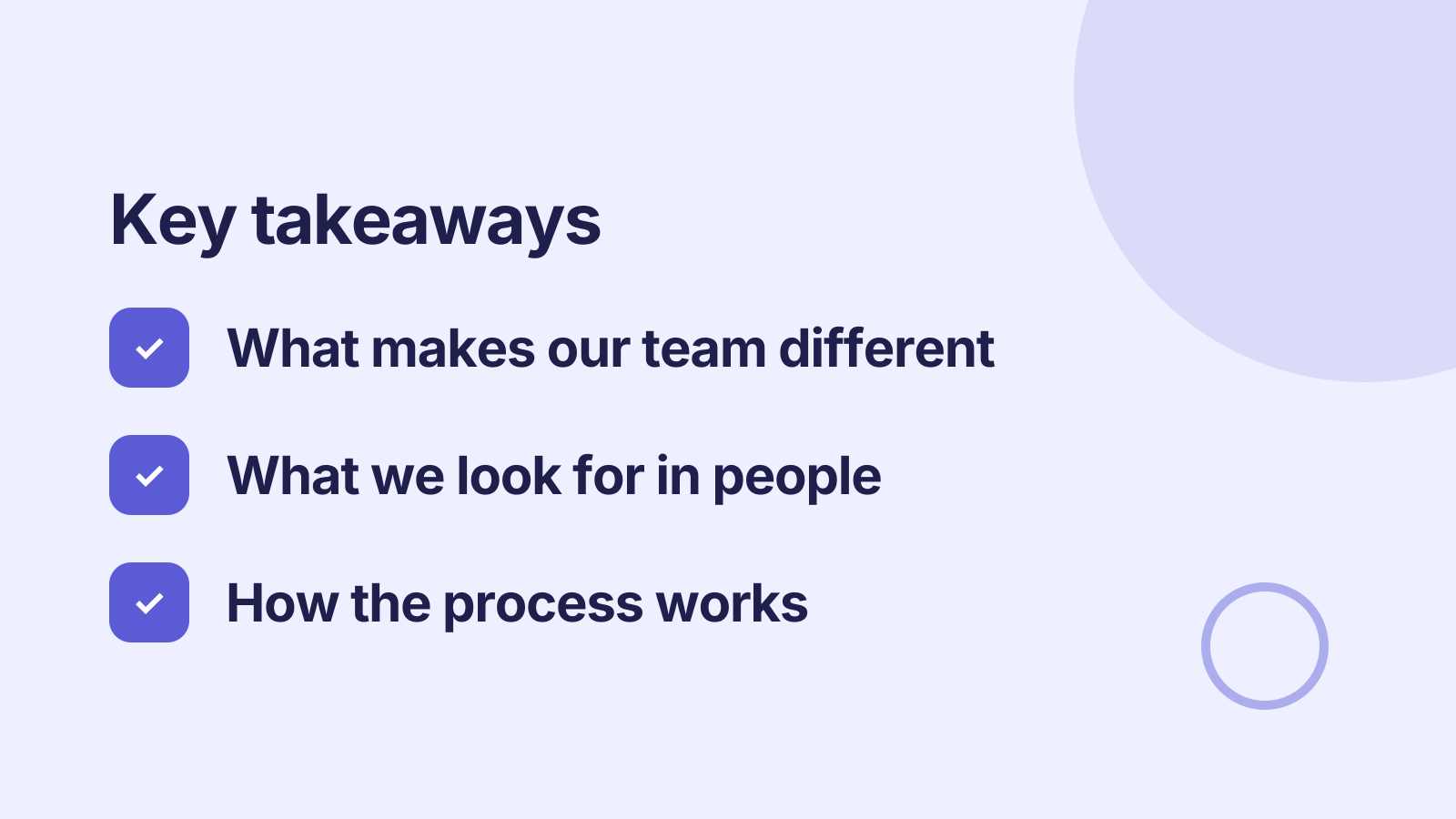 Hiring info session: Key takeaways
