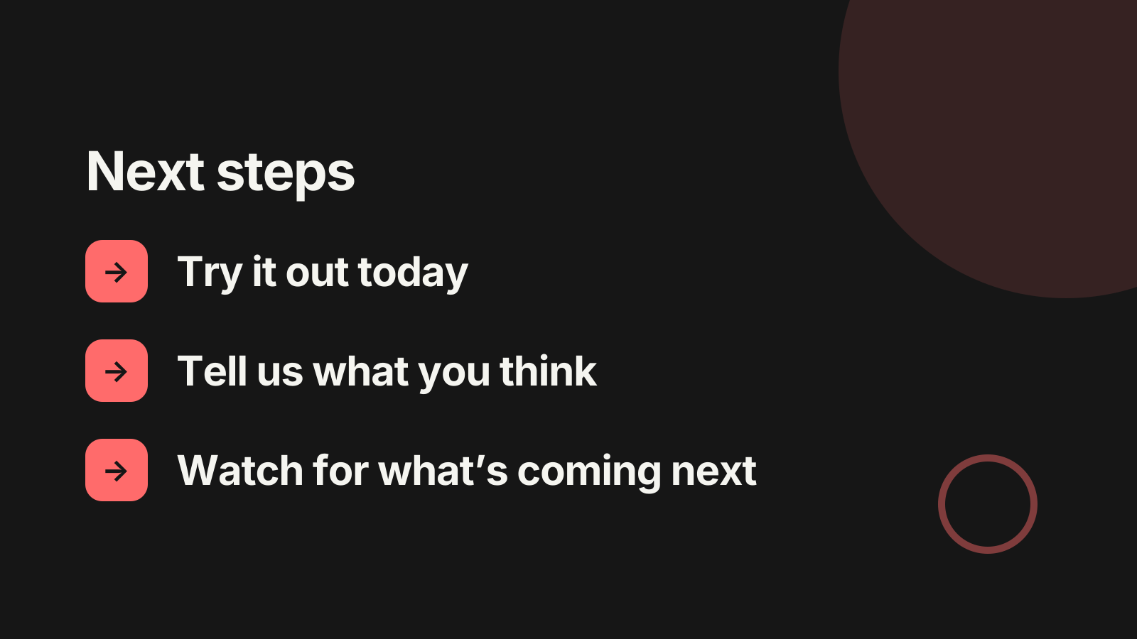 Launch event: Next steps