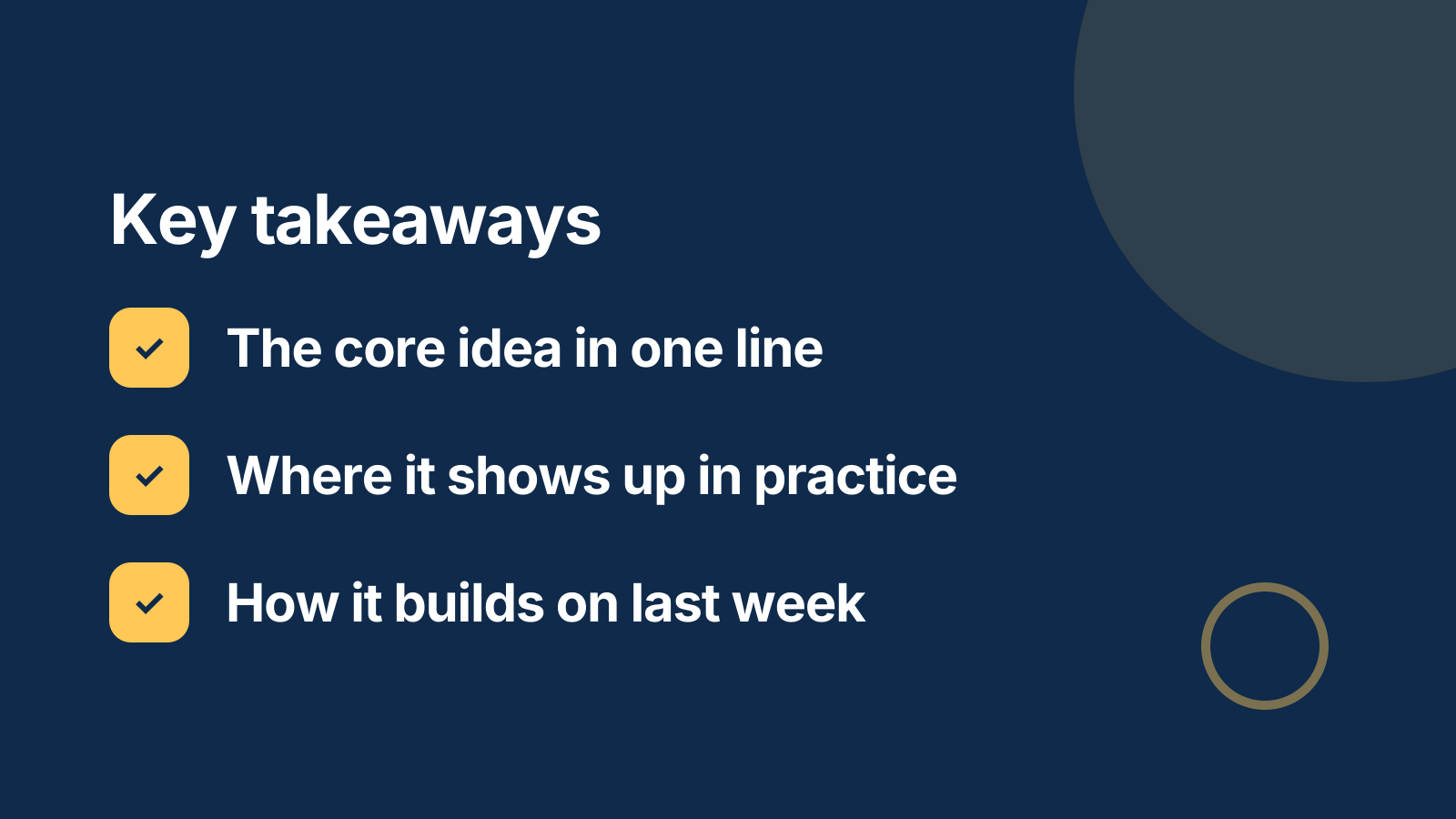 Lecture: Key takeaways