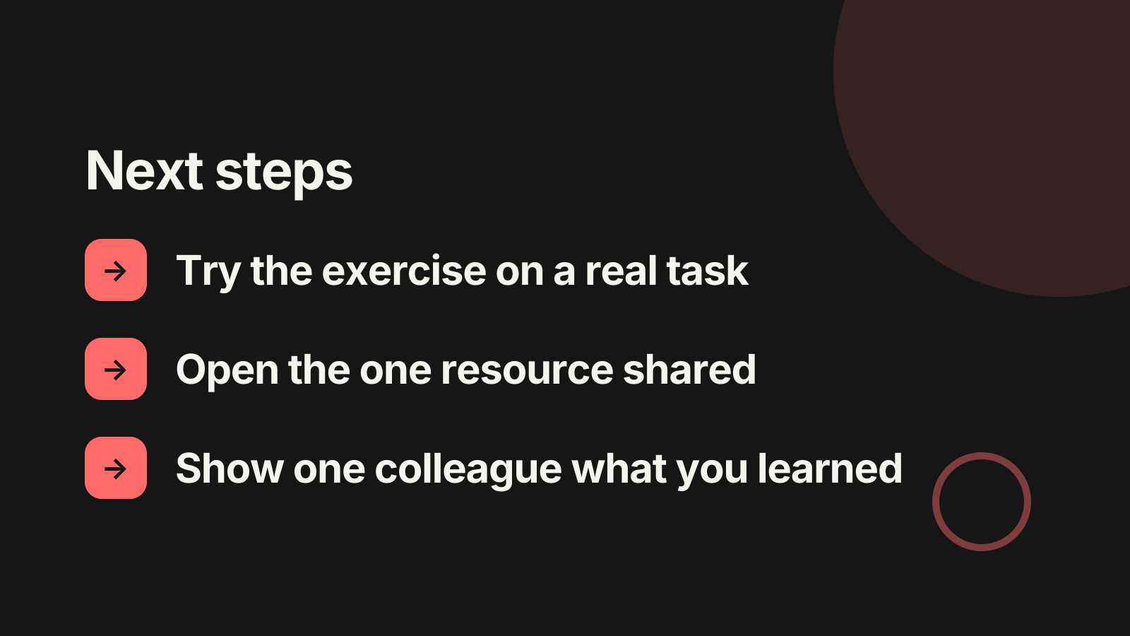 Lunch and learn: Next steps