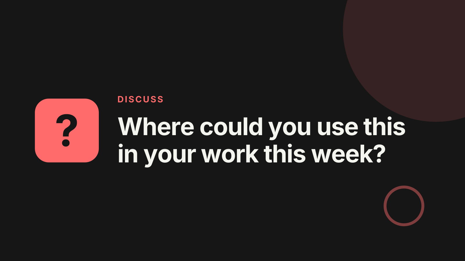 Lunch and learn: Discussion