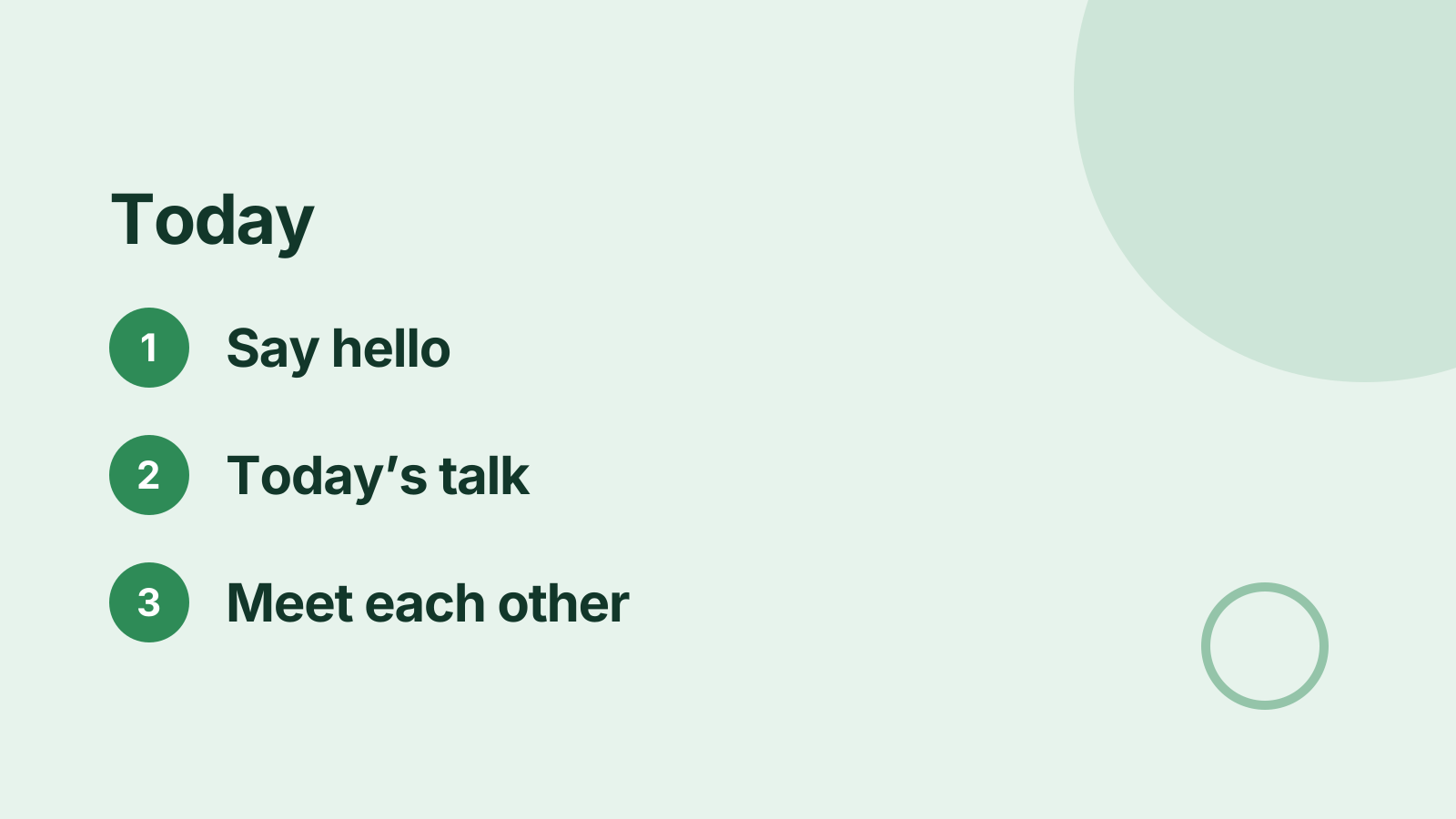 Virtual meetup: Agenda