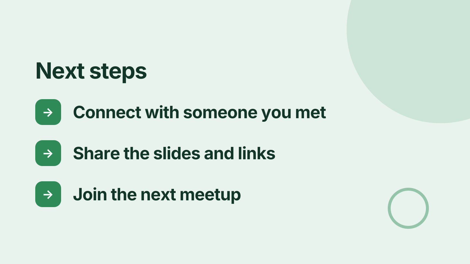 Virtual meetup: Next steps