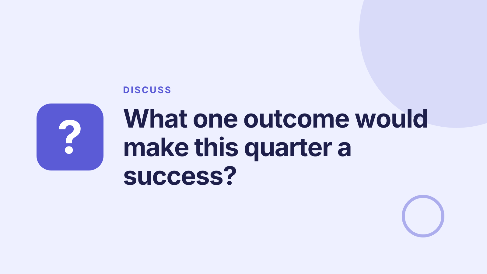 OKR planning: Discussion