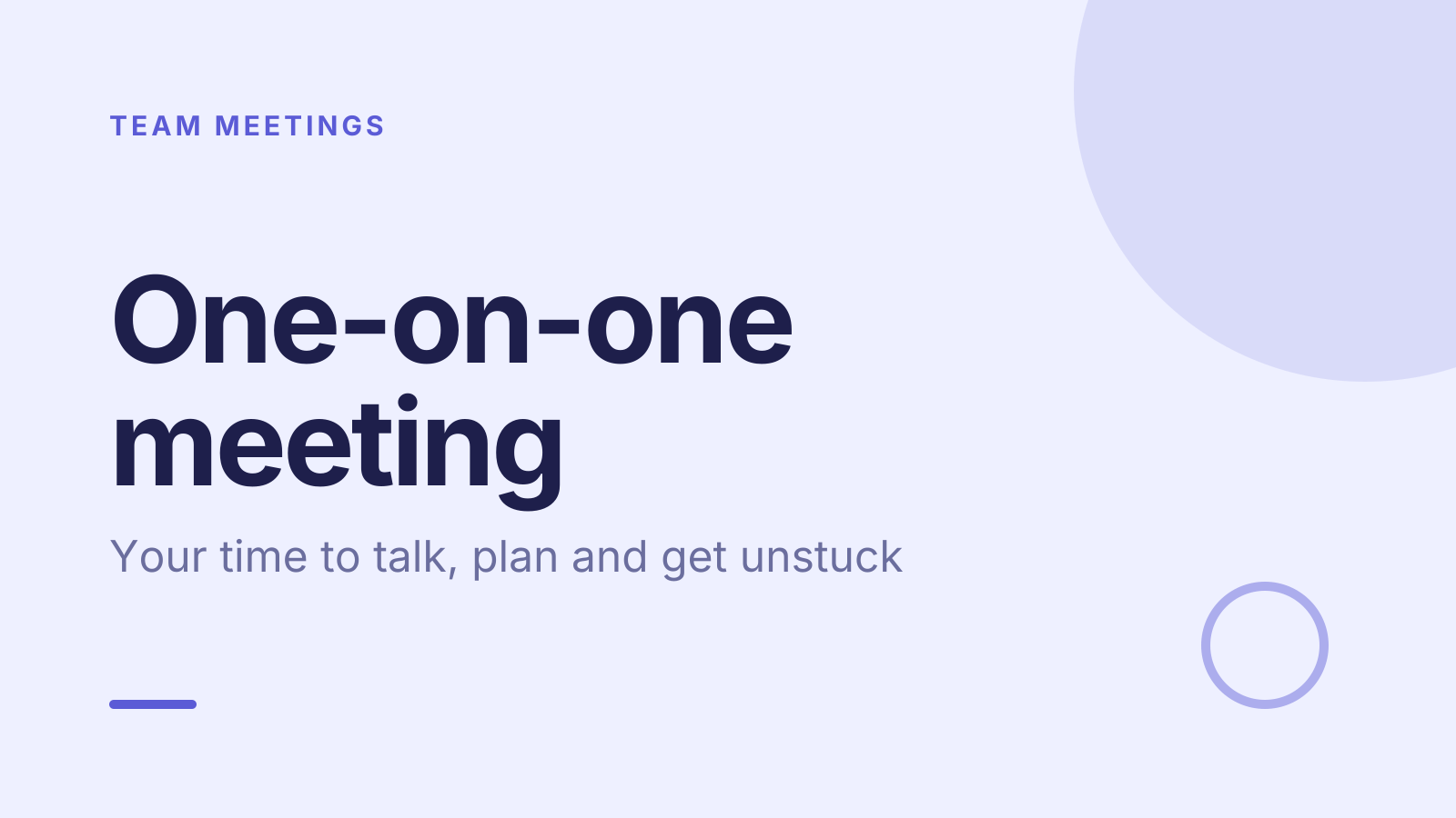 One-on-one meeting template: title slide