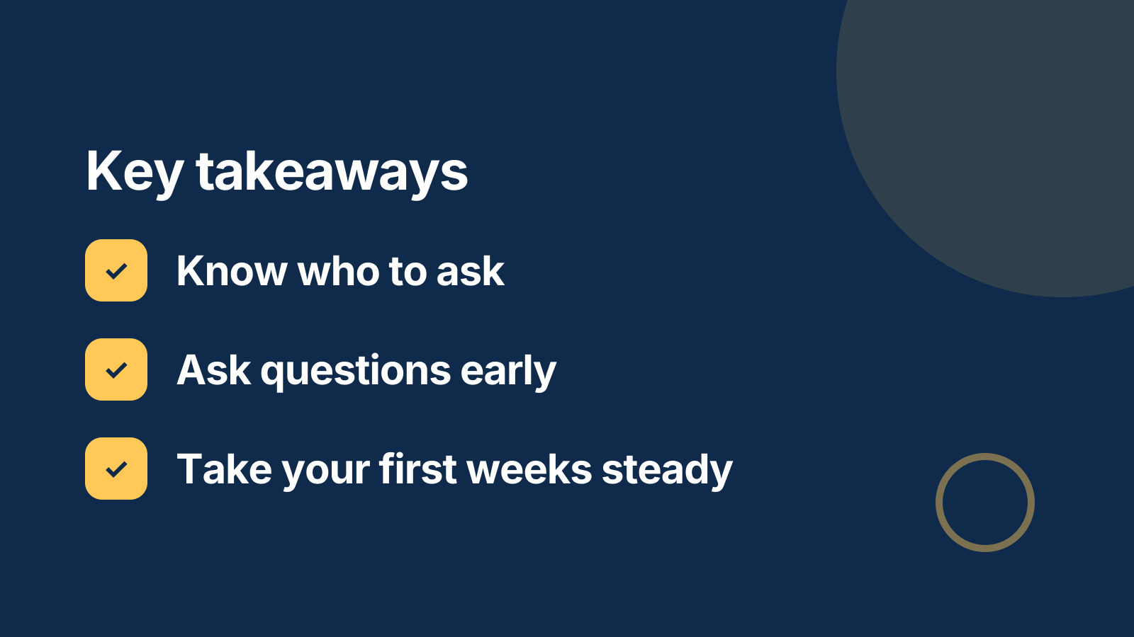 Orientation: Key takeaways