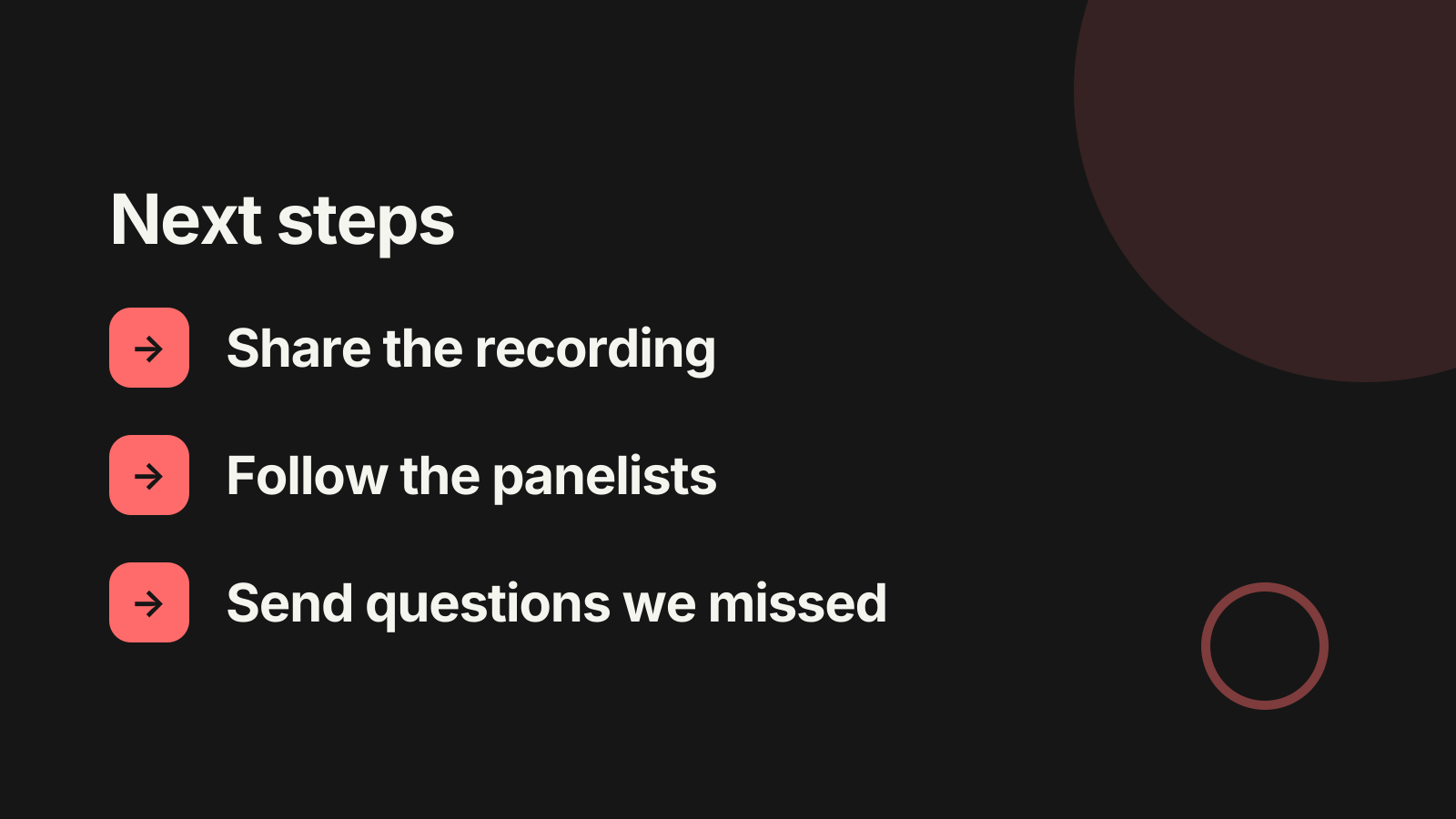 Panel discussion: Next steps