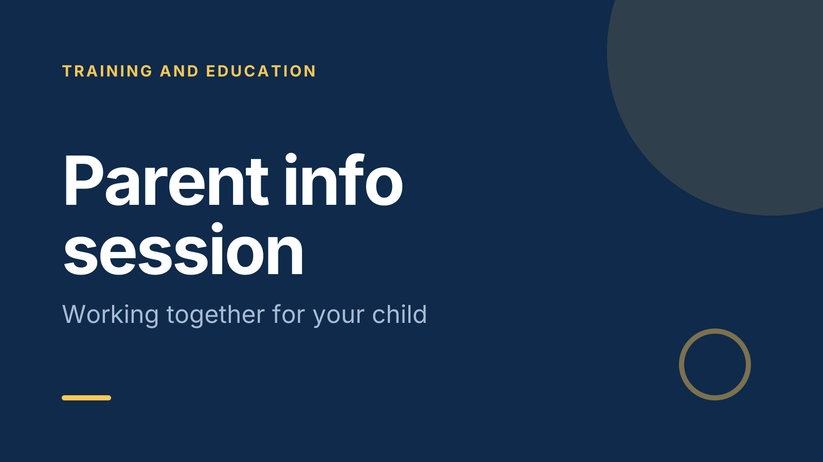 Parent info session template: title slide