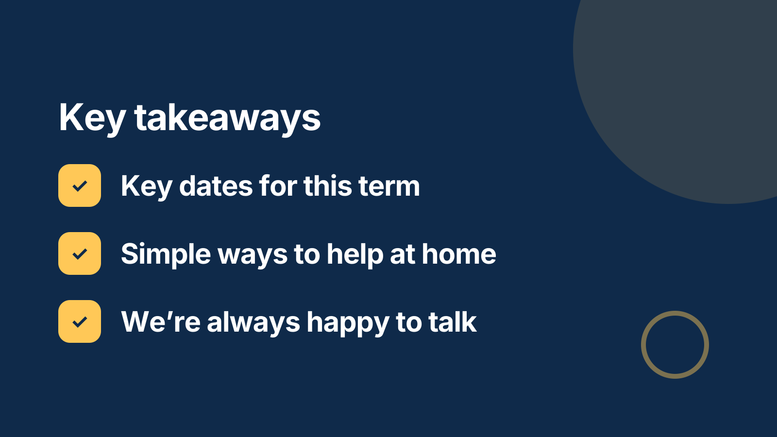 Parent info session: Key takeaways