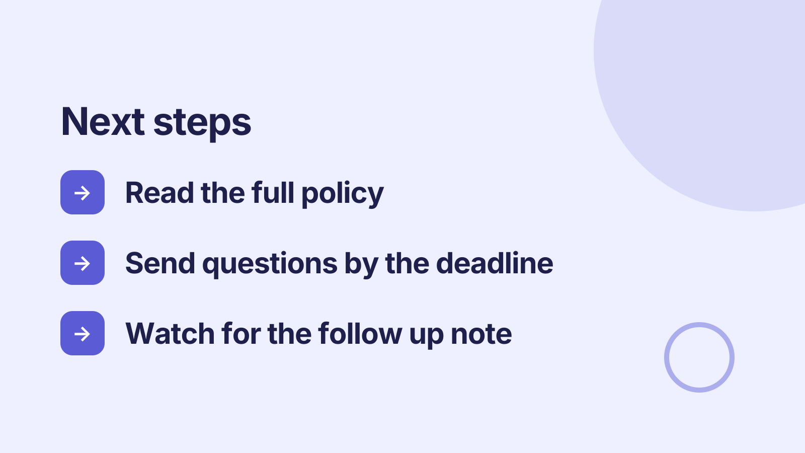 Policy briefing: Next steps