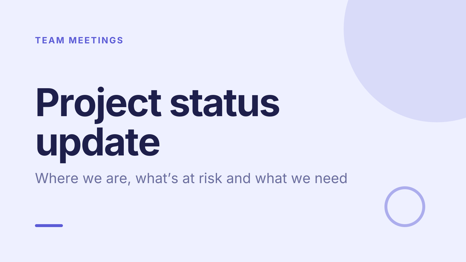 Project status update template: title slide
