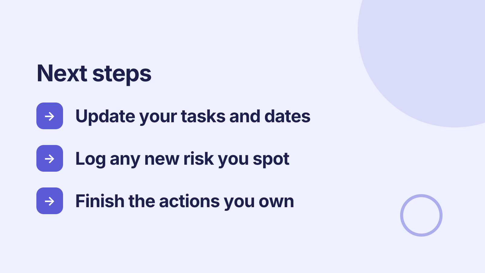 Project status update: Next steps