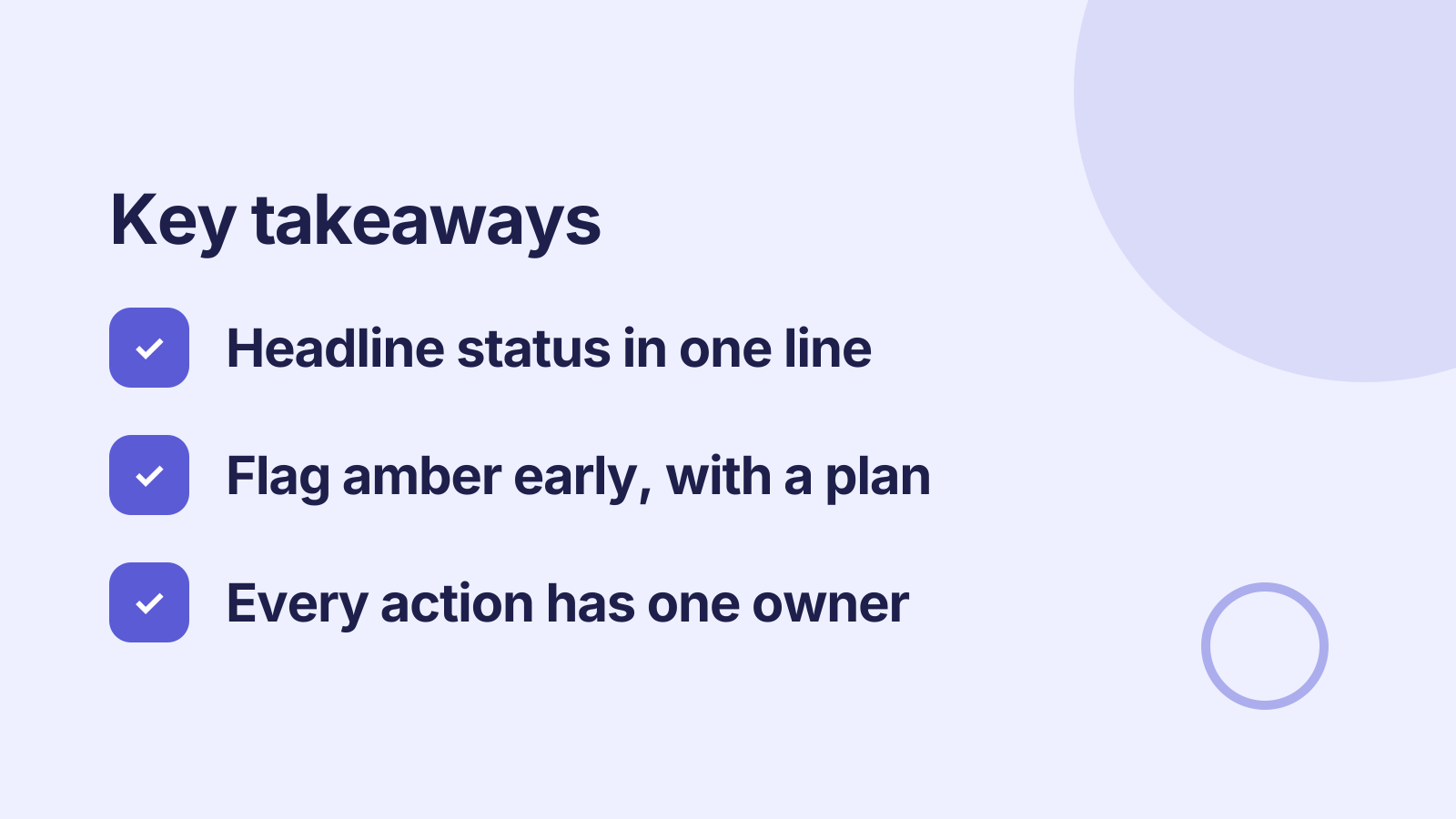 Project status update: Key takeaways