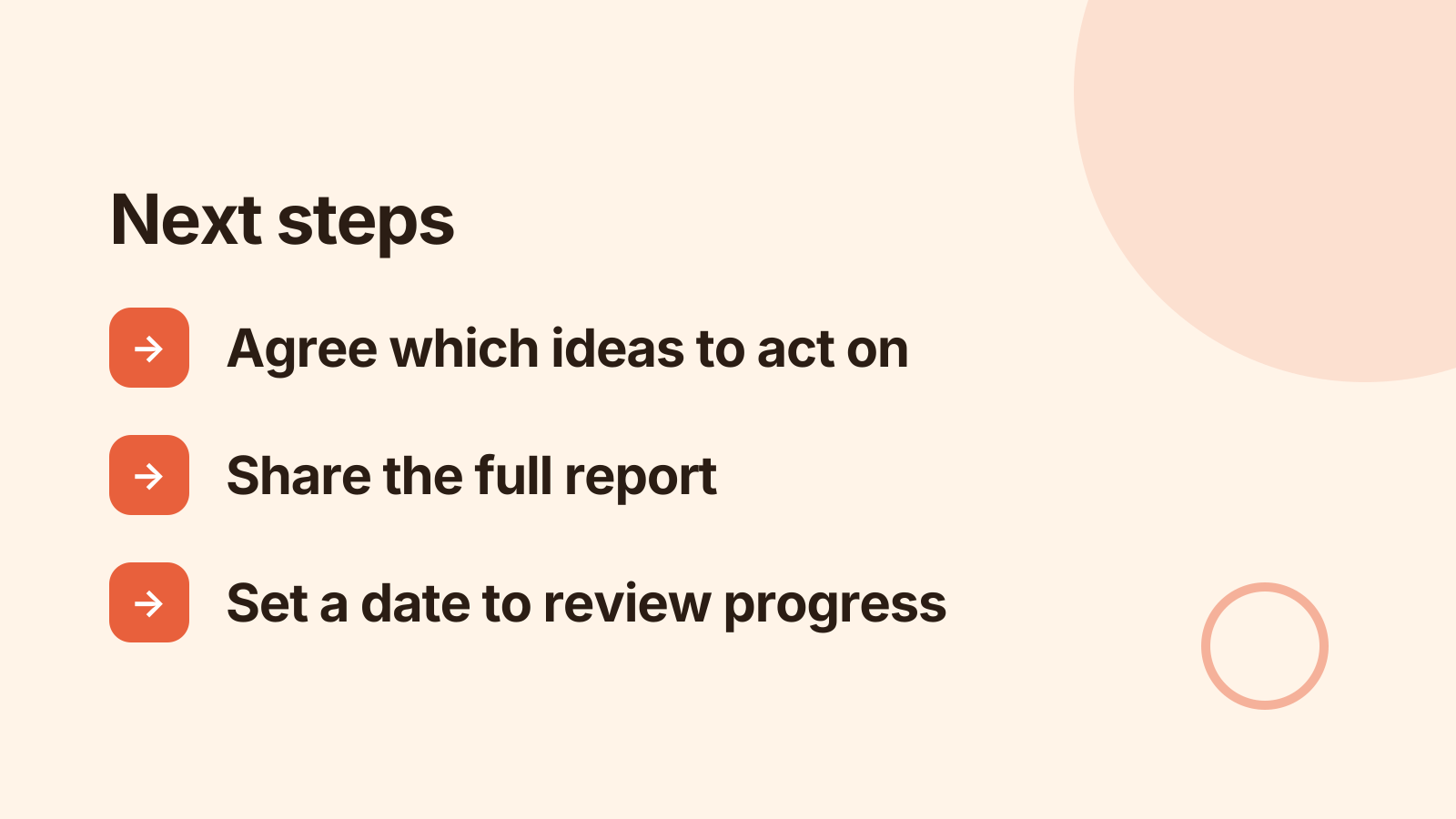 Recommendations readout: Next steps