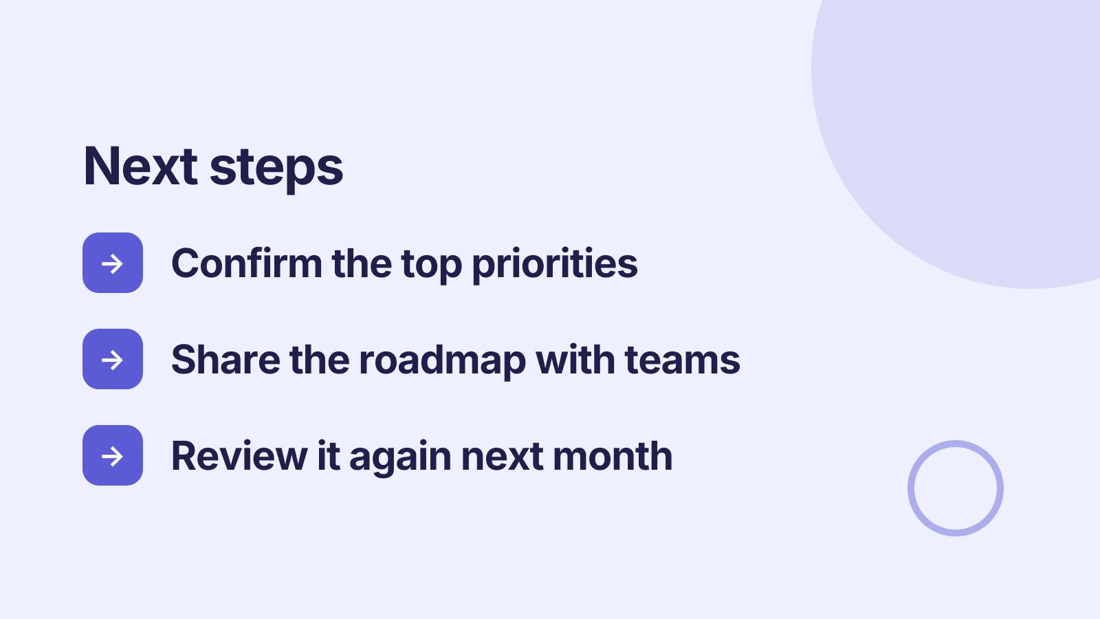 Roadmap review: Next steps