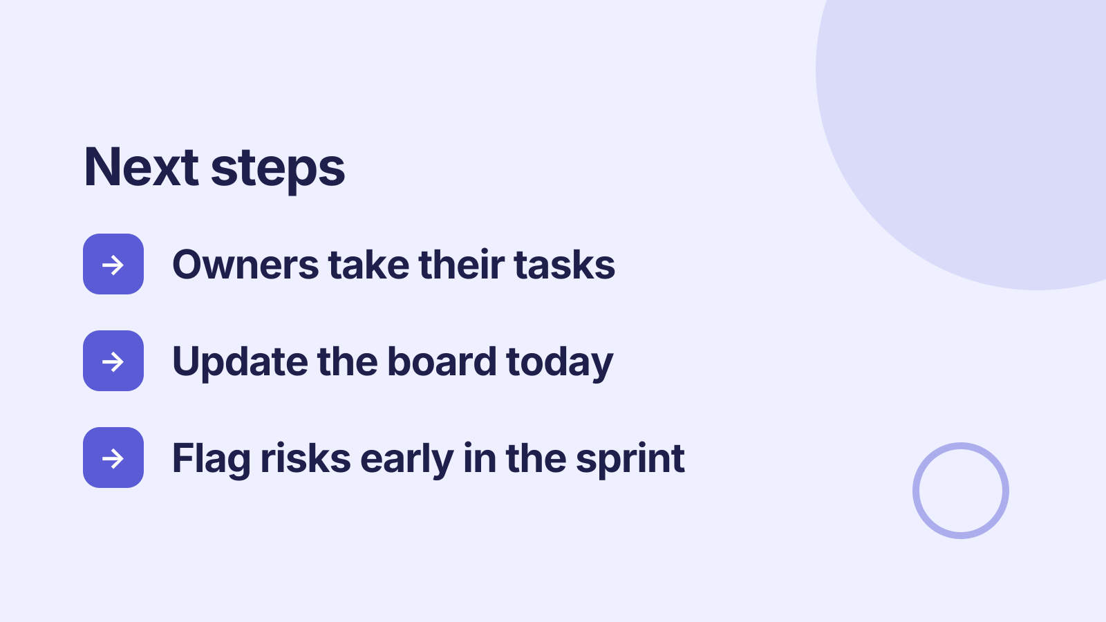 Sprint planning: Next steps