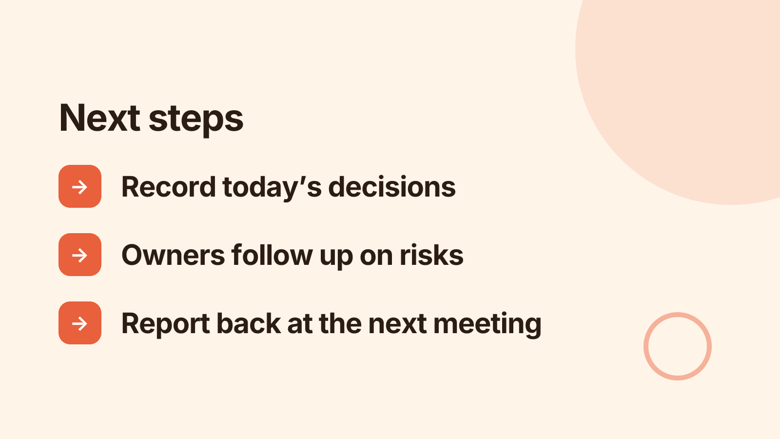 Steering meeting: Next steps