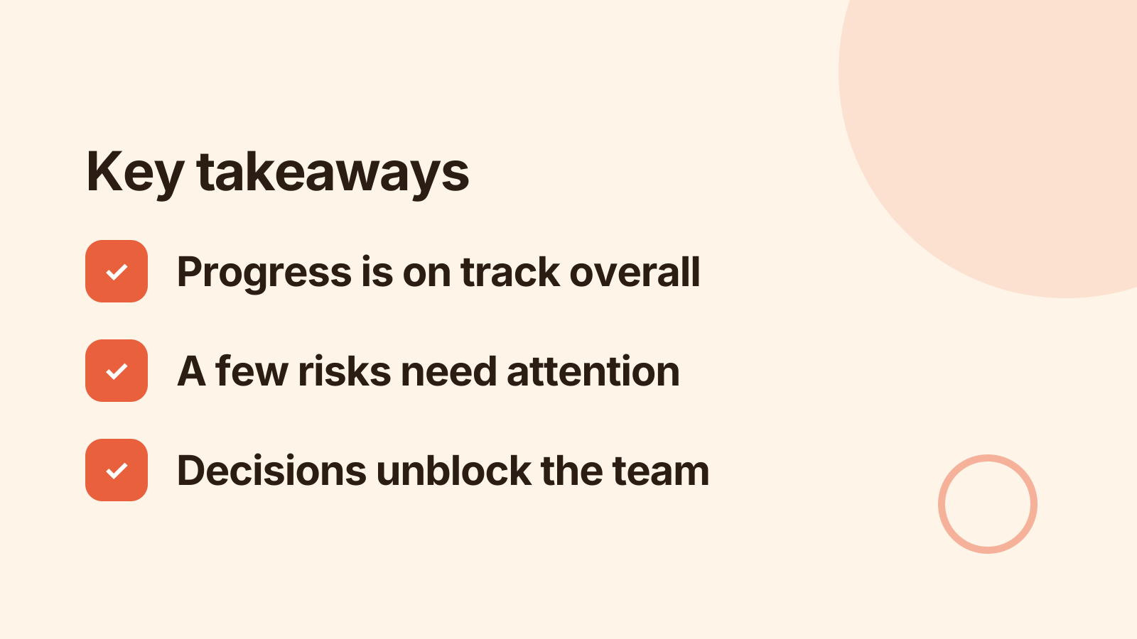 Steering meeting: Key takeaways