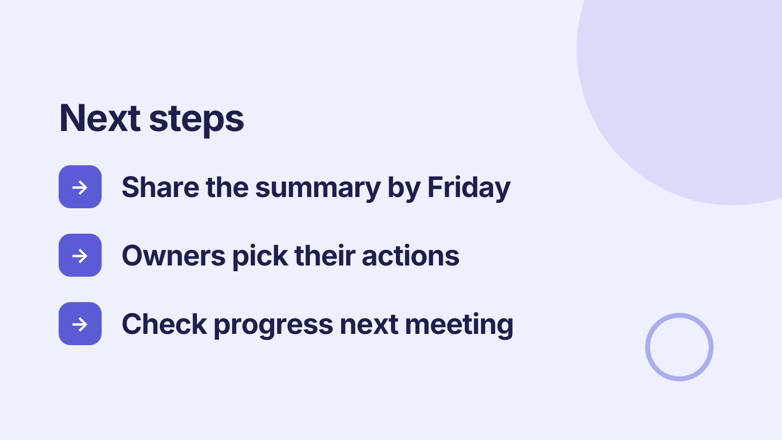 Team meeting: Next steps