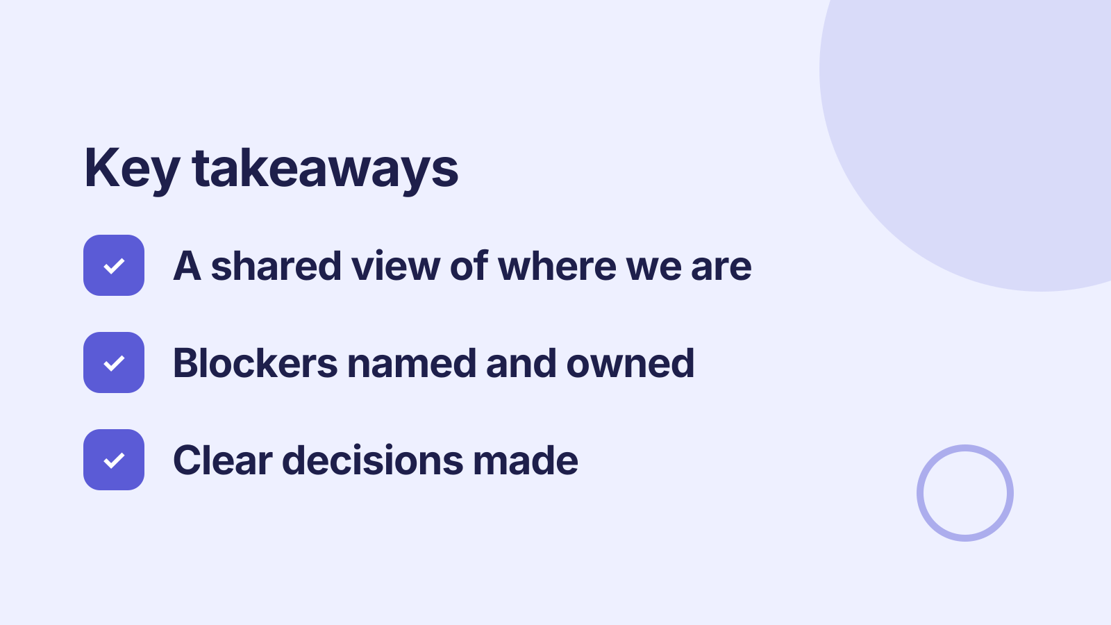 Team meeting: Key takeaways
