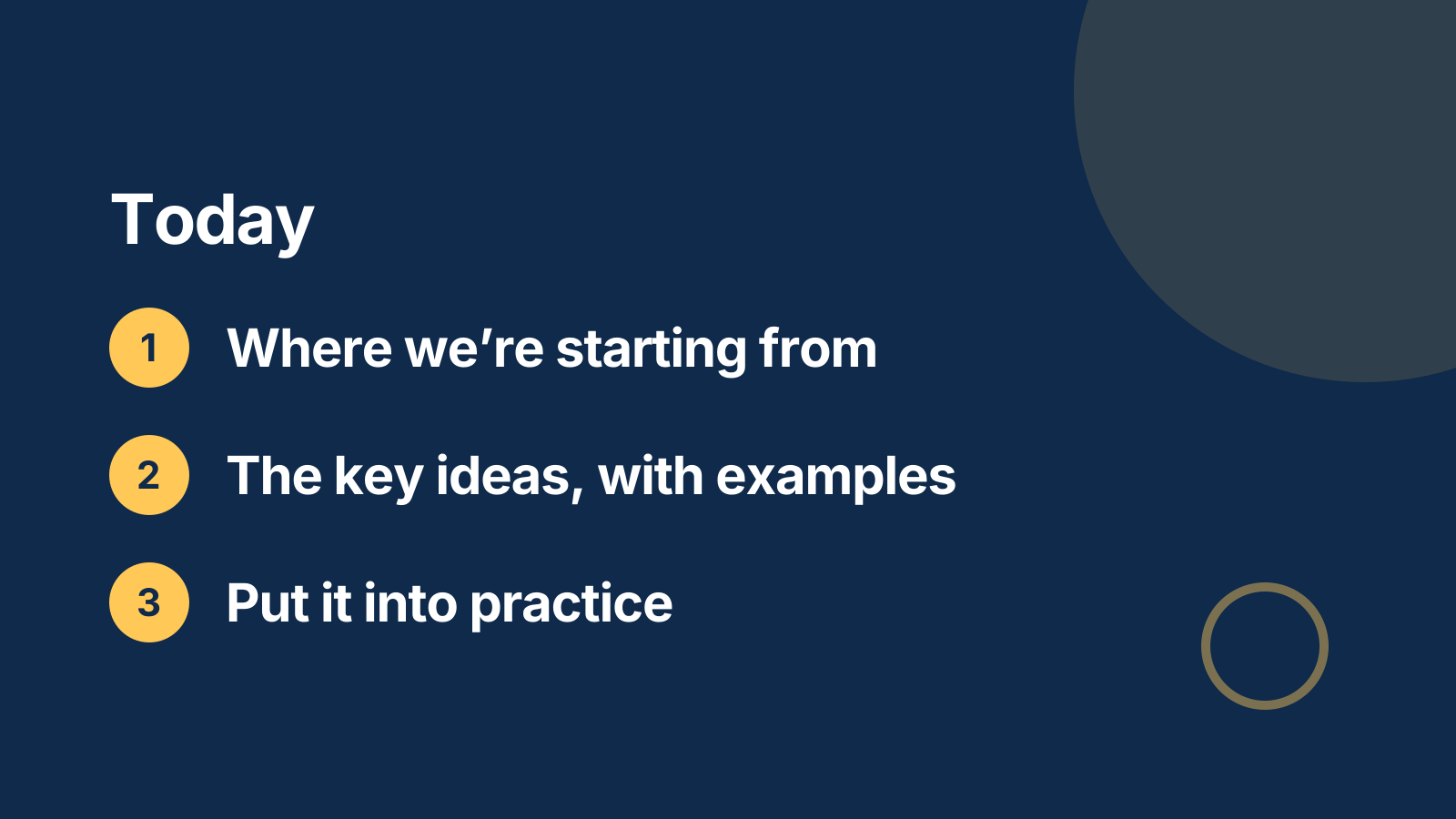 Team training: Agenda