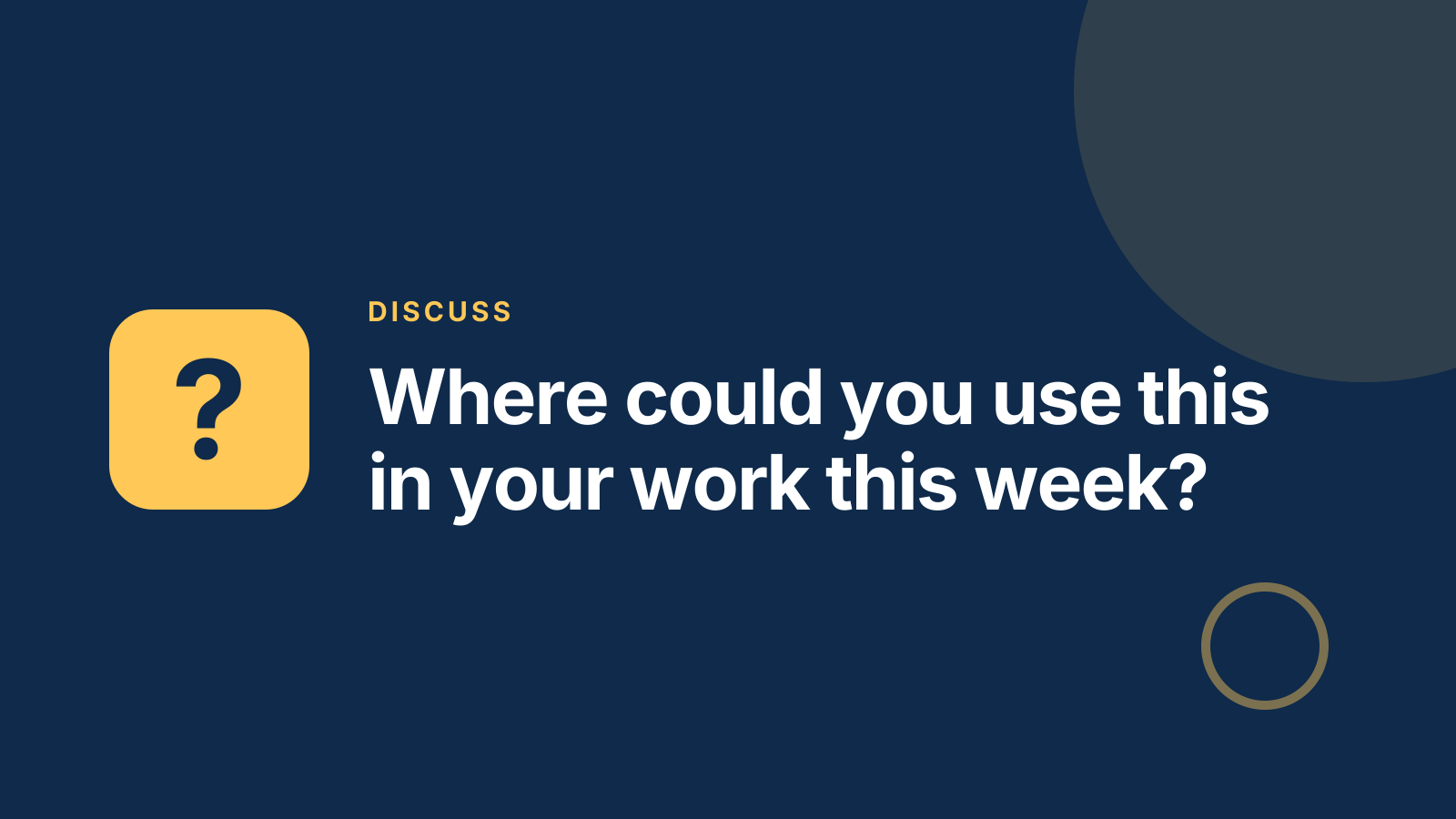Team training: Discussion prompt