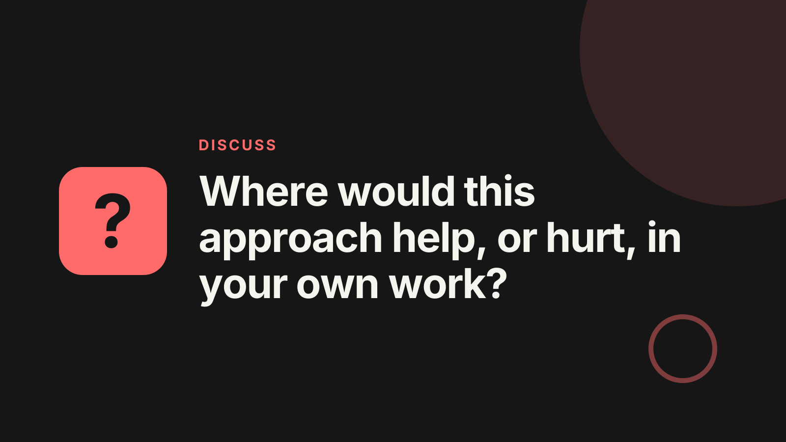 Technical talk: Discussion prompt